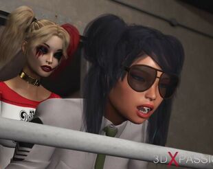 Sizzling hookup in jail! Harley Quinn romps a dame jail