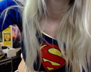 Lovable virgin web cam hoe in superman t-shirt dildoing
