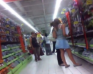 Grocery supermarket spy camera upskirt